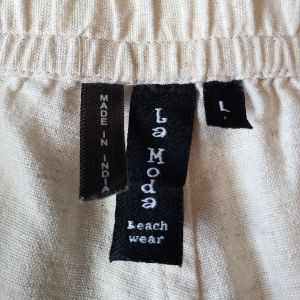 La Moda Beach Wear Cotton Flax Linen Blend Lagenlook Pants - Picture 3 of 6